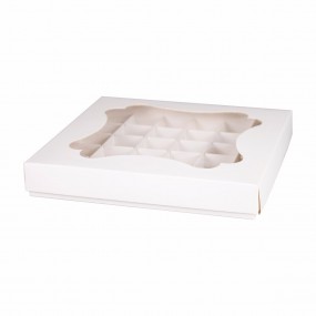 Коробка на 7 печений с окном Белая 7П CakeBox (Беларусь, 200х200х30 мм)