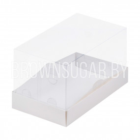Коробка для половинки рулета Белая с пластиковой крышкой (Россия, 210х120х120 мм) 060845