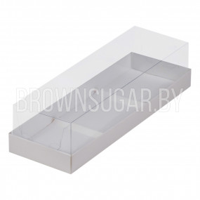 Коробка для 3 муссовых пирожных с пластиковой крышкой (Россия, 260х85х60 мм) 070520