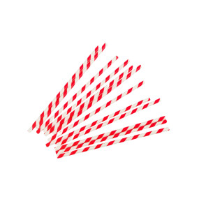 Трубочка бумажная красно-белый леденец  для коктеля, меренги, кейк-попса (Китай, 200*6 мм, 1 шт)