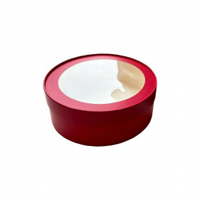 Коробка шайба под зефир, печенье, макароны круглая Красная матовая (Россия, d 160  h 70 мм) 070406