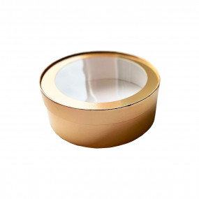Коробка шайба под зефир, печенье, макароны круглая Золото (Россия, d 200  h 70 мм) 070413