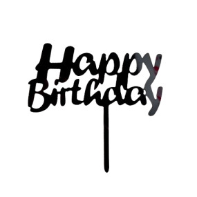 Топпер Happy birthday черный (Китай, пластик,  11х16 см) SG-T1 HB25
