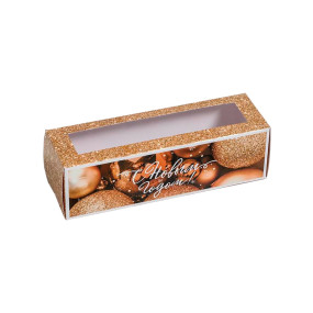 Коробочка для макарун Новогодние шары (Китай,180х55х55 мм) 5118104