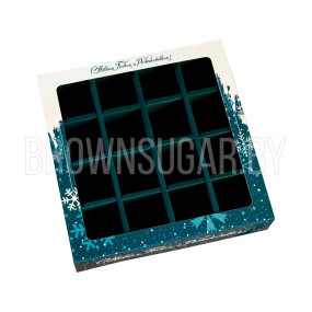 Коробка для 16 конфет Снежинки (Россия, 145х145х35 мм) 9110000