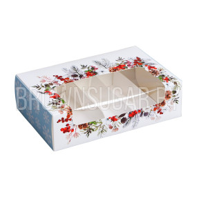 Коробка для эклеров Новогодняя акварель на 5 штук  (Россия, 252х150х70 мм) 9176401