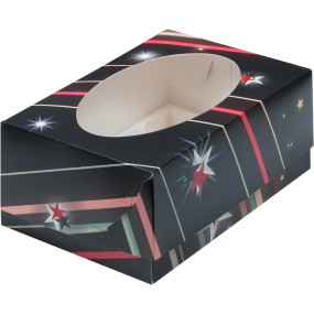 Коробка для 6 капкейков с круглым окном и ложементом КОСМОС (Россия, 235х160х100 мм) 040388