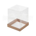 Коробка под торт и кулич с прозрачным куполом Крафт (Россия, 160х160х140 мм) 022251