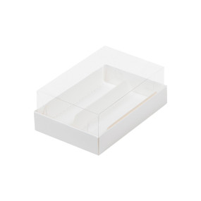 Коробка для эклеров и эскимо с прозрачным куполом, Белая, 2 ложемента (Россия, 135х90х50 мм) 070150