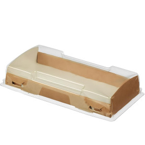 Коробка для десерта с прозрачной крышкой (Россия, крафт картон, 200х100х40 мм) Eco OpBox 600