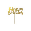Топпер Happy birthday золотой (Китай, пластик, 11х16 см) SG-T1 HB25