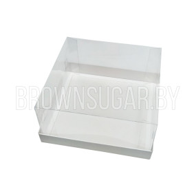 Коробка под торт с прозрачным куполом Белая (Россия, 205х205х100 мм) 025180