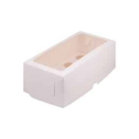 Коробка на 8 капкейков с прямоугольным окошком Белая (Россия, 330х160х100 мм) 040930