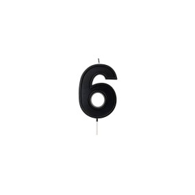 Свеча в торт цифра 6 черная (Китай, 5 см, 1 шт)