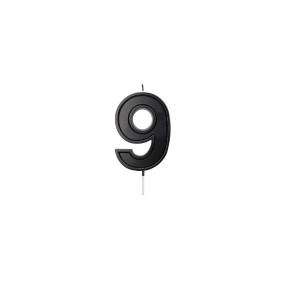 Свеча в торт  цифра 9, черная (Китай, 5 см, 1 шт)