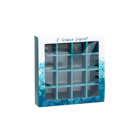 Коробка для 16 конфет Снежинки (Россия, 17,7х17,7х3,8см) 9695440