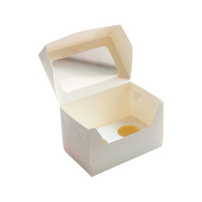 Коробка на 2 капкейка с окном Белая (Россия, 160х100х100 мм) 040790