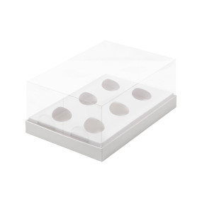 Коробка под шоколадные яйца с пластиковой крышкой Белая на 6 шт (Россия, 235х160х100 мм) 026120