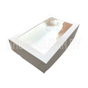 Коробка для эклеров с прямоугольным окошком (белая)(Россия, 240х140х50 мм) 080080