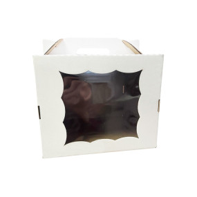 Коробка - чемодан для торта с окном Белая (Беларусь, 240х240х200 мм)