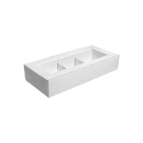 Коробка для 3 конфет с пластиковой крышкой белая, 155х70х30 мм, 049940