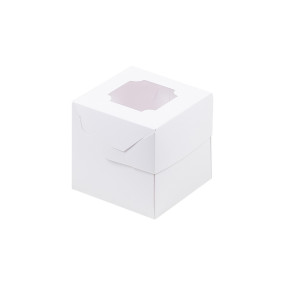 Коробка на 1 капкейк с окошком Белая 100х100х100 мм, 040105