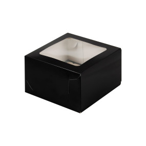 Упаковка на 4 капкейка с окном, черная, 16х16х10см