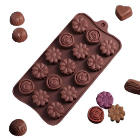 Форма для льда и шоколада Цветы (Китай, 15 ячеек, 205х100 мм)