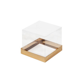 Коробка под торт и кулич с прозр.куп. Золото 150х150х140 мм, 022263