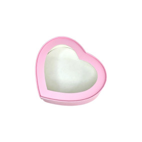 Коробка под зефир шляпная СЕРДЦЕ Розовая матовая 21,5х18х 7 см