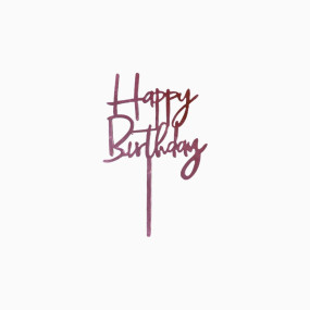 Топпер Happy birthday красное золото (Китай, пластик, 11х16 см) SG-T1 HB12
